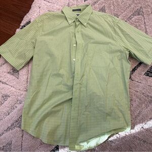 Lyle & Scott Scotland Button Down Shirt Short Sleeve Green Mens Size Large